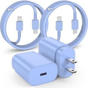 for Samsung Galaxy 𝑺𝒖𝒑𝒆𝒓 𝑭𝒂𝒔𝒕 𝑪𝒉𝒂𝒓𝒈𝒊𝒏𝒈 Cord Type C Charger, 25w Android Phone Charger Block &6ft USBC to USB-C Cable for Galaxy S24 Ultra/S24/S24+,S23 S22 S21 S20 Ultra/+,iPad 2Pack