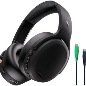 Skullcandy Crusher ANC 2 Over-Ear Noise Canceling Wireless Headphones with Sensory Bass and Charging Cable, 50 Hr Battery, Skull-iQ, Alexa Enabled, Microphone, Works with Bluetooth Devices - Black
