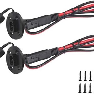 SPARKING 2FT SAE Socket Sidewall Port - Solar Panel Mount with SAE Quick Disconnect Universal Flush-Mountable Connector for Solar Generator Battery Charger with 8 Mounting Screws (SAE Cable)