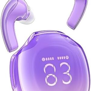 ACEFAST T9 Bluetooth Earphones True Wireless Earbuds 5.3 Headphones with ENC Noise Canceling Earbuds 30h Playback LED Power Display Built in Mic Headphones with IPX4 Waterproof for Sports Purple