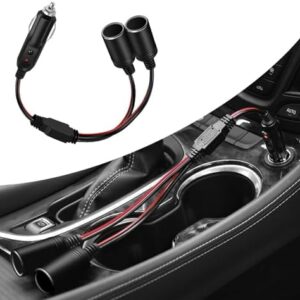 Pack-1 Car Cigarette Lighter Extension Cord, 11.8" PVC Splitter Y Adapter, Power Charger Port, 16AWG Automotive Socket Extension Cable, Universal for Most Cars, Trucks, SUVs (Black #1701)