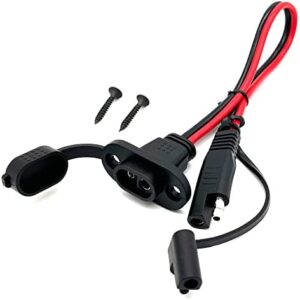 SAE Socket Sidewall Port - Solar Panel Mount with SAE Quick Disconnect Universal Flush-Mountable Connector for Solar Generator Battery Charger with 2 Mounting Screws (SAE Cable)