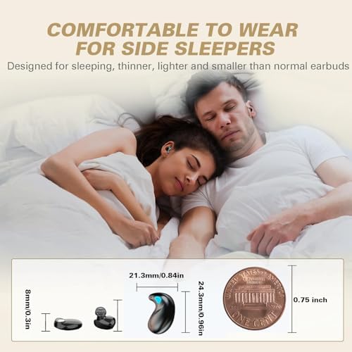 Flat Invisible Sleep Wireless Earphone IPX5 Waterproof Thin Invisible Sleep Earbuds for Side Sleepers Sleep Ear Buds Smallest Tiny Small Mini Discreet Earbud for Sleeping Invisible Headphones - Image 2
