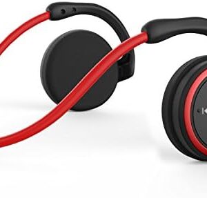 Small Bluetooth Headphones Wrap Around Head - Sports Wireless Headset with Built in Microphone and Crystal-Clear Sound, Foldable and Carried in The Purse, and 12-Hour Battery Life, Red