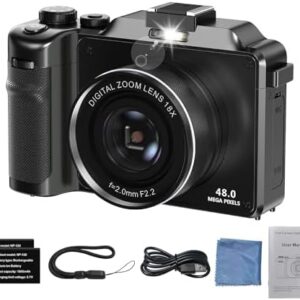 4K Digital Camera, 48MP Autofocus Cameras for Photography Vlogging Camera Dual Camera 18X Digital Zoom Anti-Shake Camera WiFi for YouTube Video Compact Camera, Point and Shoot Digital Cameras