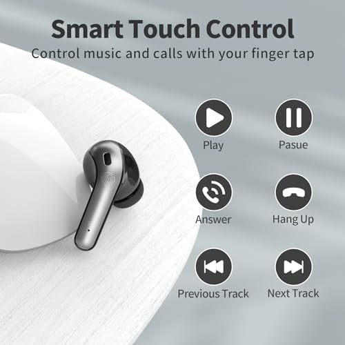 TAGRY Wireless Earbuds Bluetooth Earphones 60H Playback Ear Buds with Wireless Charging Case and Mic for Running and Sports Black - Image 3