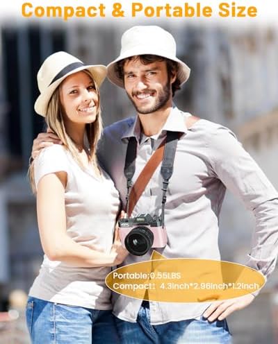 VJIANGER 4K Vlogging Camera for YouTube 48MP Digital Camera for Photography and Video with Flip Screen, Manualfocus, 16X Digital Zoom, 52mm Wide Angle & MacroLens, 32GB TF Card, 2 Batteries(Pink) - Image 6