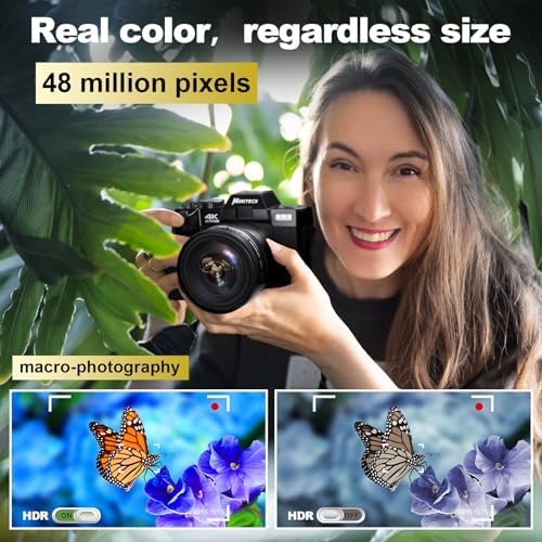 Digital Camera for Photography and Video,4K 48MP Vlogging Camera for YouTube with 180° Flip Screen,16X Digital Zoom,52mm Wide Angle,Leather Hold & Strap, 2 Batteries, 32GB TF Card(S100,Black) - Image 3