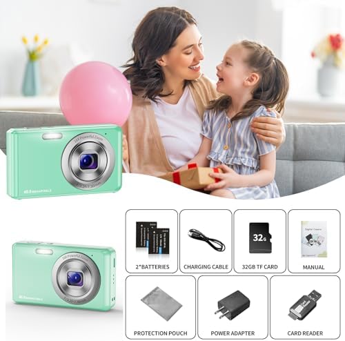 Digital Camera, HD 1080P Compact Camera with 32GB Memory Card, 48 Megapixel Camera, 2.4-inch LCD 16x Digital Zoom Digital Camera for Kids, Girls, Teens, Boys and Beginners(Green - Image 7