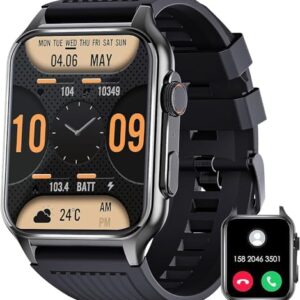 EIGIIS Smart Watches for Men Women(Answer/Dial Calls) 1.96" HD Big Screen Fitness Tracker with Heart Rate SpO2 Sleep Monitor 100+ Sports Mode IP67 Waterproof Smartwatch for iPhone Android Phones