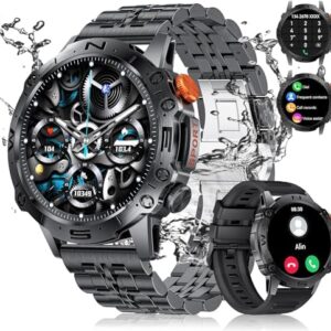 Military Smart Watch for Men(Answer/Dial Calls),1.43" AMOLED Always-on Display,Fitness Tracker 126+ Sports Modes/IP68/Heart Rate/Sleep/SpO2/Blood Pressure,Tactical Outdoor Rugged Watch for iOS Android