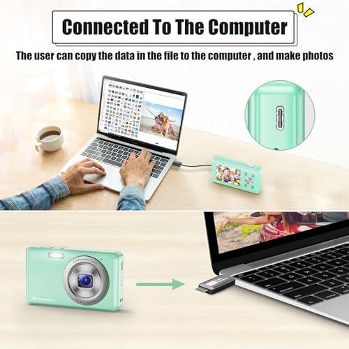Digital Camera, HD 1080P Compact Camera with 32GB Memory Card, 48 Megapixel Camera, 2.4-inch LCD 16x Digital Zoom Digital Camera for Kids, Girls, Teens, Boys and Beginners(Green - Image 6