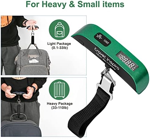 travel inspira Luggage Scale, Portable Digital Hanging Baggage Scale for Travel, Suitcase Weight Scale with Rubber Paint, Temperature Sensor, 110 Pounds, Battery Included - Image 7