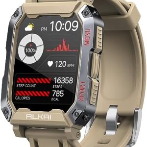Smart Watch Rugged and Military with 5ATM Waterproof Bluetooth Call(Answer/Dial Calls) AI Assistant, Long-Lasting Battery Life, Multiple Sports Tracking, Health Monitoring, 2.02'' HD Display