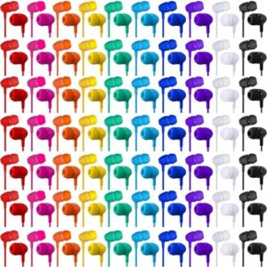 Macarrie 200 Pack Earbuds Bulk Kids Earphones 3.5 mm Classroom Headphones for Students Assorted Colors Earbud Wired Earphone Without Mic for School Classroom Student Individually Bagged(Colorful)