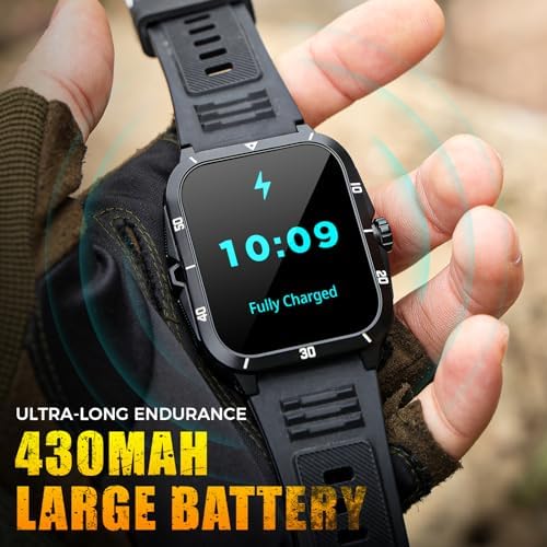 Military Smart Watch for Men 3ATM Waterproof Watch 2.0'' Big Screen Rugged Tactical Smartwatch 430mAh Fitness Tracker with Heart Rate Sleep Monitor for iPhone Android - Image 4