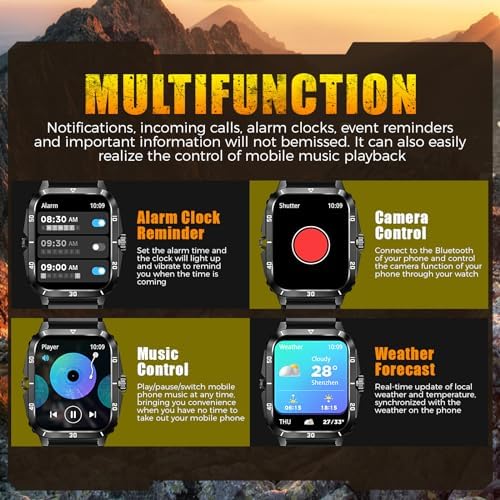 Military Smart Watch for Men 3ATM Waterproof Watch 2.0'' Big Screen Rugged Tactical Smartwatch 430mAh Fitness Tracker with Heart Rate Sleep Monitor for iPhone Android - Image 9