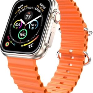 Ultra S8 Smartwatch with Heart Rate Monitor | Bluetooth Calling | WiFi | Voice Assisstant | Alarm Bell| Sports Mode Activity Tracker Smartwatch for Men, Women (Orange) with One Black Strap