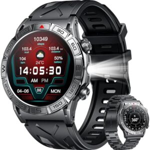 Smartwatch for Men Android iPhone Watch: Smart Watch Answer/Make Call with Heart Rate Blood Pressure Pedometer Compass Barometer Sport Fitness Tracker 1.43" AMOLED Waterproof Outdoor Men's Watches