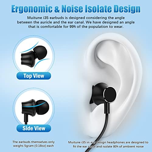 Bluetooth Earbuds 120 Hours Extra Long Playback with Microphone Headset, i35 Balanced Armature Drivers Stereo in Ear Wireless Ear Buds, Waterproof Workout Neckband Headphones (Black) - Image 5