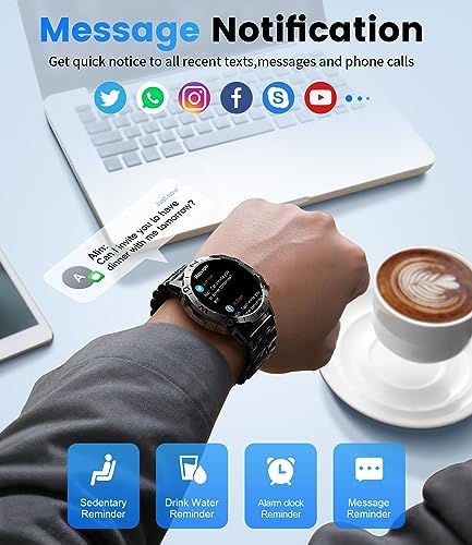 Military Smart Watch for Men(Answer/Dial Calls),1.43" AMOLED Always-on Display,Fitness Tracker 126+ Sports Modes/IP68/Heart Rate/Sleep/SpO2/Blood Pressure,Tactical Outdoor Rugged Watch for iOS Android - Image 9