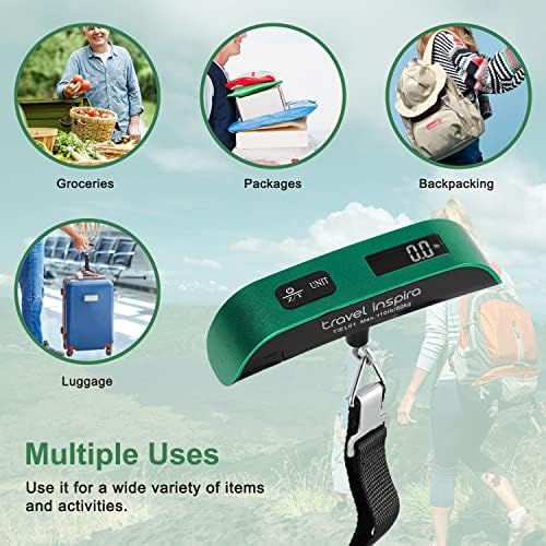 travel inspira Luggage Scale, Portable Digital Hanging Baggage Scale for Travel, Suitcase Weight Scale with Rubber Paint, Temperature Sensor, 110 Pounds, Battery Included - Image 9