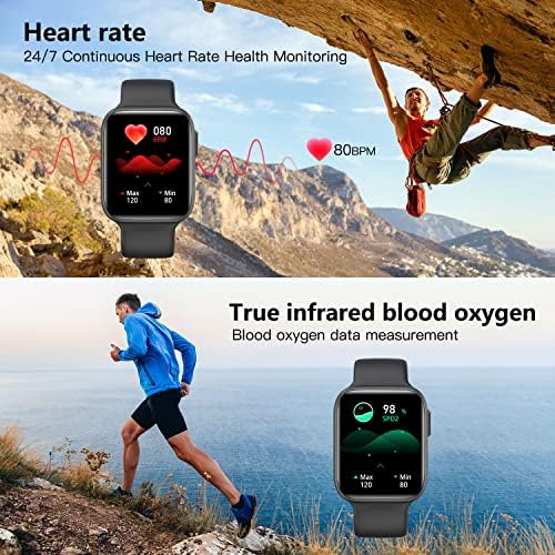 Bebinca Smart Watch (Answer/Make Call) with Heart Rate/Sleep/Blood Oxygen Monitor, Voice Assistant Compatible with Samsung iPhone Android Phones, IP68 Waterproof, Black - Image 2
