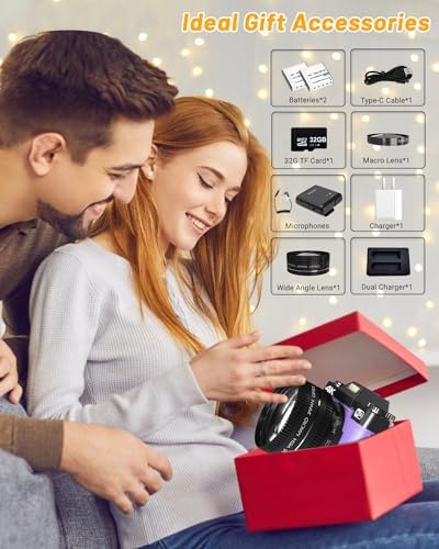 4K Digital Camera for Photography VJIANGER 48MP WiFi Vlogging Camera with 180° Flip Screen, 16X Digital Zoom, 52mm Wide Angle & Macro Lens, 2 Batteries, 32GB TF Card(W02-CY13) - Image 2