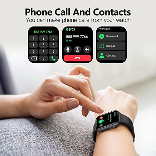 Bebinca Smart Watch (Answer/Make Call) with Heart Rate/Sleep/Blood Oxygen Monitor, Voice Assistant Compatible with Samsung iPhone Android Phones, IP68 Waterproof, Black - Image 4