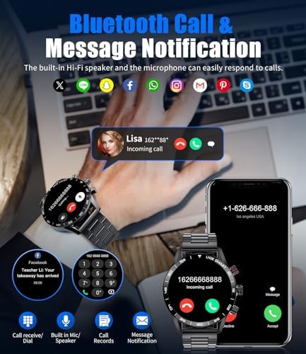 BANGWEI Smart Watches for Men Answer/Make Call for Android iOS, 1,43" AMOLED HD Touch Screen Fitness Tracker Watch with Heart Rate spO2 Sleep Monitor Step Counter IP68 Waterproof Smartwatch - Image 3