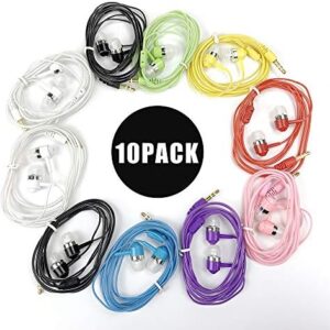 Earbud Headphones Bulk Wired Earphones Mixed Colors 10 Packs Compatible with iPhone Smartphone Computer Laptop MP3 School Classroom