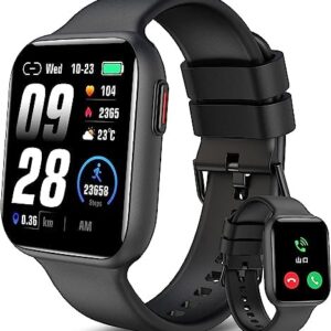 Bebinca Smart Watch (Answer/Make Call) with Heart Rate/Sleep/Blood Oxygen Monitor, Voice Assistant Compatible with Samsung iPhone Android Phones, IP68 Waterproof, Black