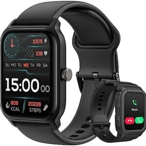 Smart Watch for Women Men Alexa Built-in, 1.8" Fitness Tracker with Answer/Make Call, IP68 Waterproof/Heart Rate/Sleep Tracker, Fitness Watch with 2 Straps, Compatible iOS Andorid