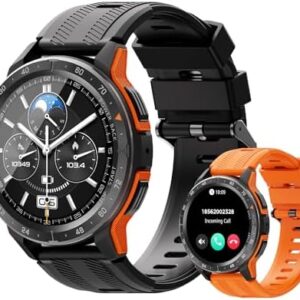 Military Smart Watch for Men (Answer/Make Calls), 35 Days Extra-Long Battery, IP68 Waterproof 1.43’’ AMOLED Fitness Tracker, 100+ Sport Modes Fitness Watch with SpO2/Sleep/Heart Rate Monitor