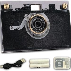 Paper Shoot Camera - 18MP Compact Digital Papershoot Camera Gift for Kid with Four Filters, 10 Sec Video & Timelapse - Includes: 32GB SD Card, 2 Batteries & Camera Case - Vintage 1925