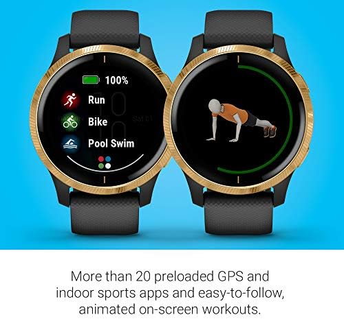 Garmin 010-02173-31 Venu, GPS Smartwatch, Bright Touchscreen Display, Features Music, Body Energy Monitoring, Animated Workouts, Pulse Ox Sensor and More, Gold with Black Band - Image 6