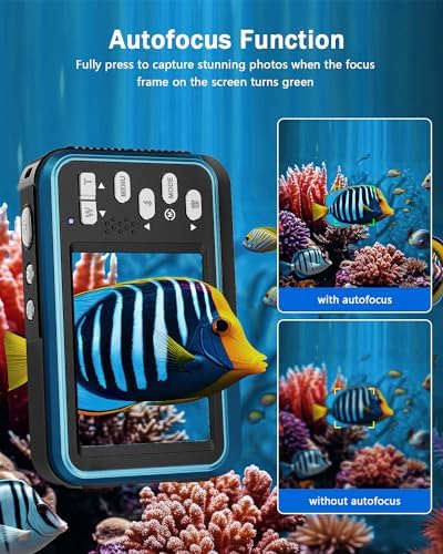 Underwater Camera, 4K Waterproof Camera with 64GB Card 48MP Autofocus Selfie Dual Screens 11FT Underwater Camera for Snorkeling Waterproof Compact Portable Digital Camera, 2 Batteries - Image 4