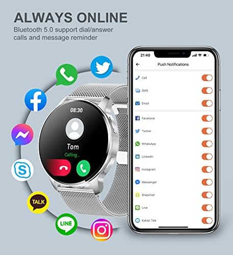 Smart Watch for Women (Answer/Make Call), Fitness Tracker for Android and iOS Phones Waterproof Smartwatch with 1.32" HD Full Touch Screen AI Voice Control Heart Rate Sleep Monitor Pedometer, Silver - Image 2