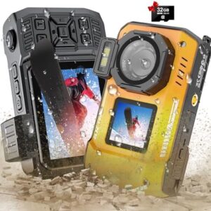 6K25FPS 64MP Digital Camera with 32GB Card Rugged Waterproof Dustproof Shockproof Dual-Screen Selfie 16FT Underwater Camera for Snorkeling Autofocus Point and Shoot Digital Camera (Yellow)