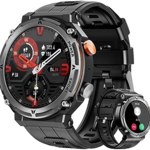 Military Smart Watches for Men, 5ATM Waterproof Rugged Smart Watch with Bluetooth Call (Answer/Dial Call), 1.39” HD IP68 Fitness Tracker Watch with 100+ Sport Modes for Android/iOS Phone Silver
