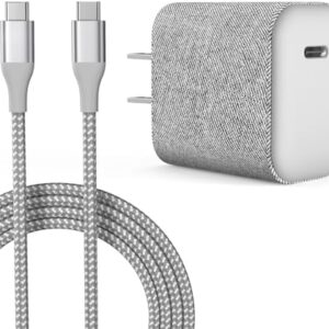 35W High Speed USB C Charger for iPhone 15, Fast Charging Block Type C Port GaN Fabric Wall Plug Power Adapter with USB C to C Cable 5FT Nylon Braided Cord for iPhone 15 Pro/15 Pro Max