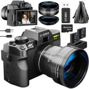 4K Digital Camera, 48MP Cameras for Photography, Video/Vlogging Camera for YouTube with WiFi, Autofocus Travel Camera with Wide-Angle & Macro Lens,Great Camera for Beginner and Adults
