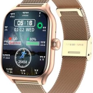 Fitness Tracker Smart Watches for Women Watch for iOS and Android(Answer/Make Calls) 2.01", IP68 Waterproof Heart Rate Blood Oxygen Sleep Monitoring Fitness Watch (Stainless Rose Gold)