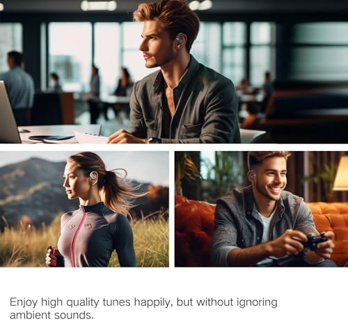 TUINYO Open Ear Headphones, True Wireless Earbuds with Bluetooth V5.4,Fast Charging,35Hrs Playtime, Waterproof for Sports, Driving, Office-Rose - Image 6