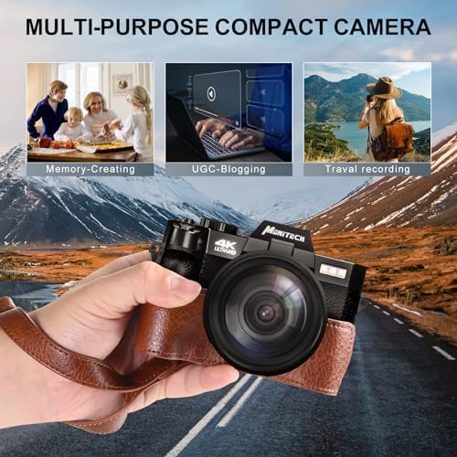 Digital Camera for Photography and Video,4K 48MP Vlogging Camera for YouTube with 180° Flip Screen,16X Digital Zoom,52mm Wide Angle,Leather Hold & Strap, 2 Batteries, 32GB TF Card(S100,Black) - Image 8