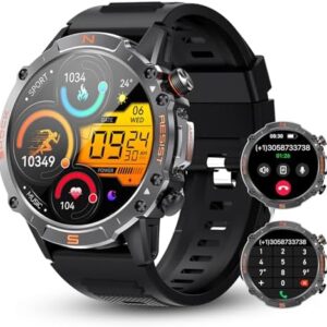 WalkerFit Smart Watch for Men- AMOLED Display, 60 Days Extra-Long Battery, Waterproof Rugged Military Smart Watch,Tactical Smartwatch for Blood Pressure Monitor,Andriod SmartWatch Men,Reloj Hombre