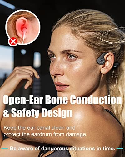Tayogo Bone Conduction Headphones, Wireless Bluetooth Bone Conducting Earbuds, Open Ear Headset with Mic, for Running, Cycling, Yoga-Grey - Image 4