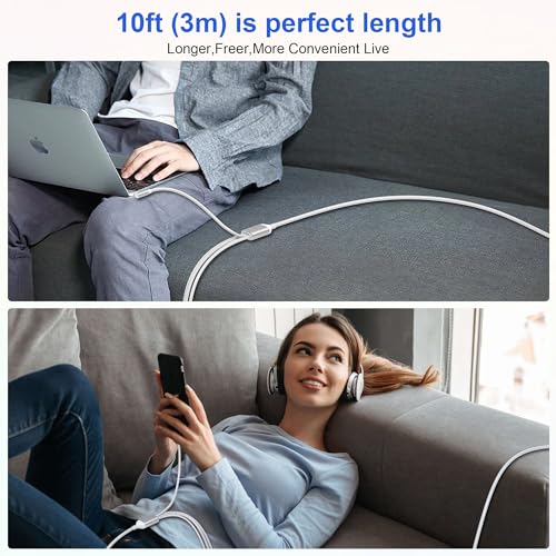 100W Multi Charging Cable for Apple Watch and iPhone 15,4 in 2 10FT USB C/A Fast Charging Cable 90 Degree Travel Charger Cord Nylon Braided Compatible with All iWatch iPhone MacBook iPad Galaxy S23 - Image 8