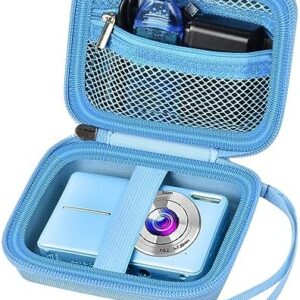 Digital Camera Case Compatible with VAHOIALD FHD 1080P/ for CAMKORY Digital Point and Shoot/for KODAK PIXPRO FZ45-BK 16MP Vlogging/for IWEUKJLO/for Nsoela, Holder for SD Card More- Blue (Box Only)
