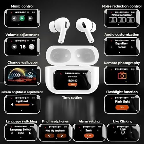 Air Pro Z Wireless Earbuds, Visible Touch Screen Control, Environmental Noise Cancelling, Bluetooth 5.0, ANC, ENC, Hands-Free Calling, White - Image 7